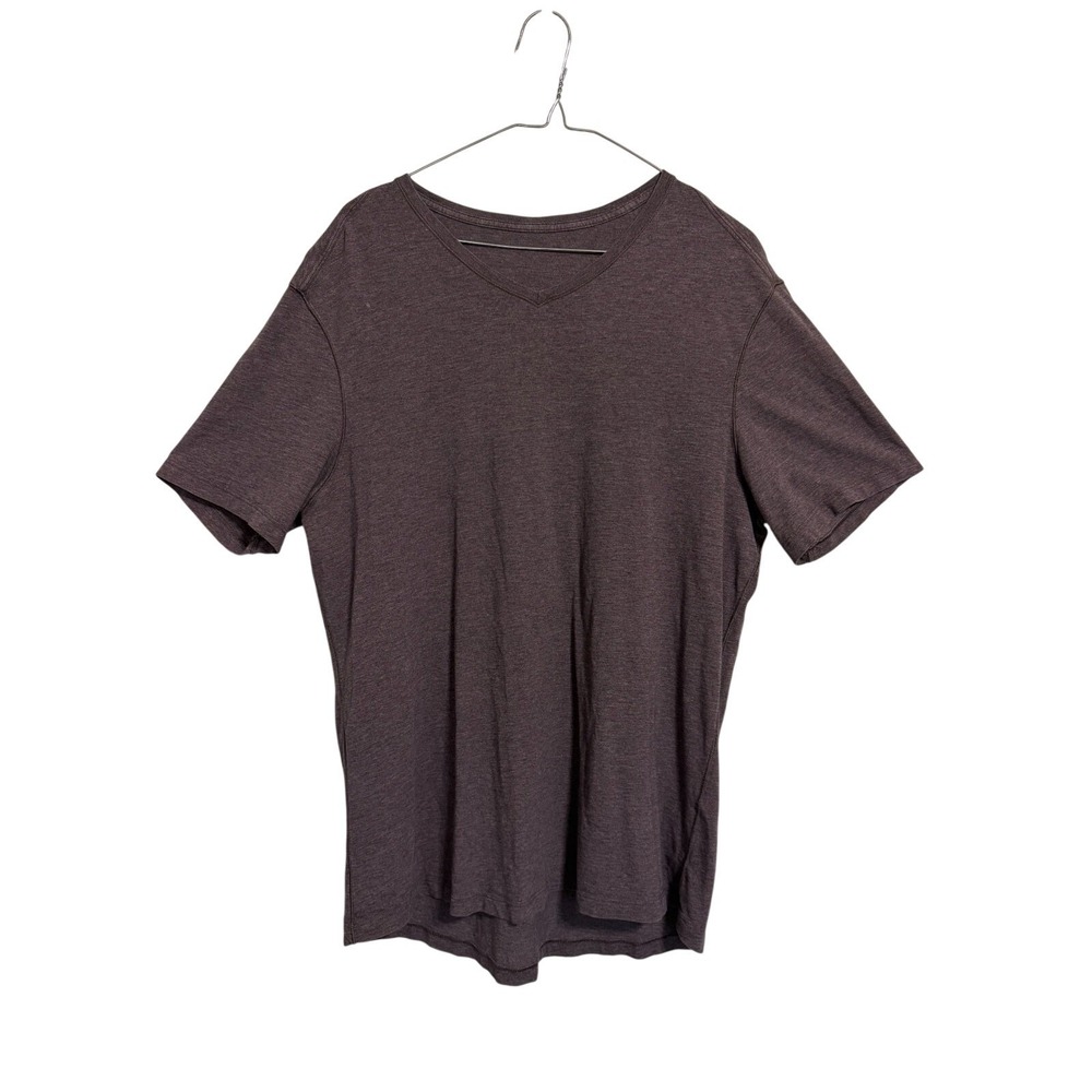 Lululemon V-Neck T-Shirt Mens M Purple Heathered Short Sleeve Activewear